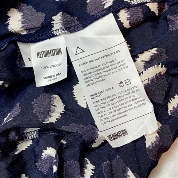 Reformation Navy Blue ‘Wild Child’ Calvin V-Neck Long Sleeve Mini Dress - Picture 9 of 12